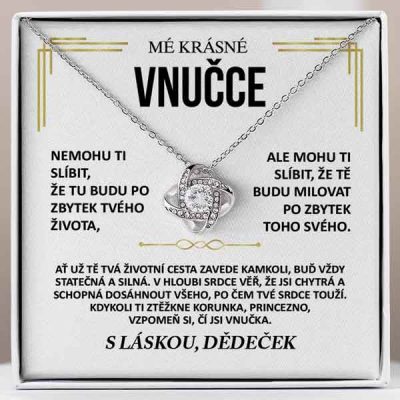 Mé krásné vnučce – náhrdelník s přívěskem pozlaceným 14 karátovým bílým zlatem s krystaly zirkonů ANNIE